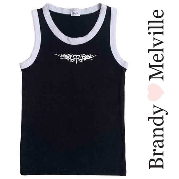 Brandy Melville Tops - Brandy Melville Rare Heart Tattoo Black Natasha Tank Top